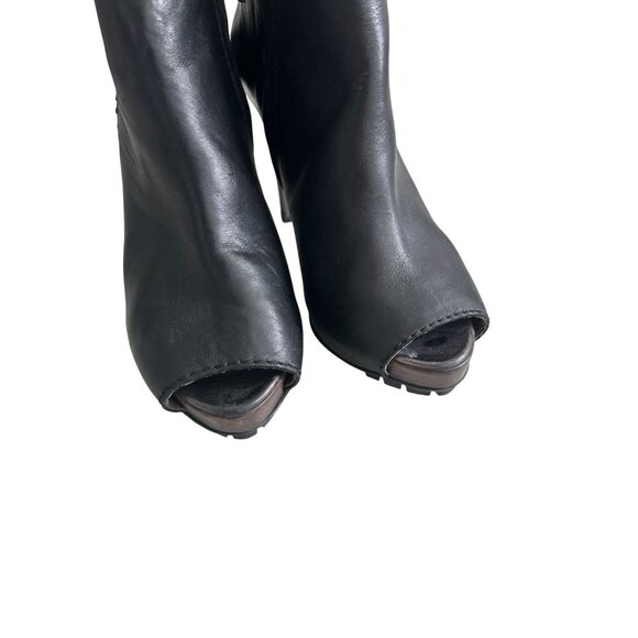 SCHUMACHER Black Leather Booties Heels Size 37.5 - Picture 4 of 12